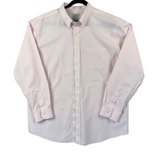 LL Bean Mens Slightly Fitted Button Down Shirt Light Pink 100% Cotton 17-34